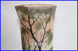 Paire de vases Art Déco en verre émaillé et peint Legras non signé Hauteur 28 cm