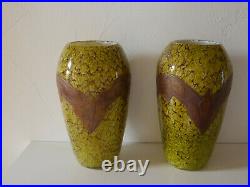 Paire de vases legras en Verre Marmoréen art déco