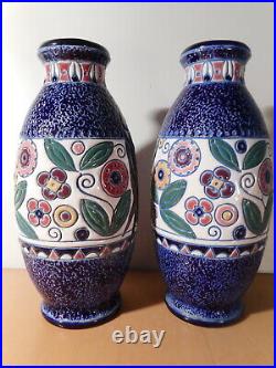 Paire vase style art déco Amphora Tchecoslovaquie ceramique faïence émaillée