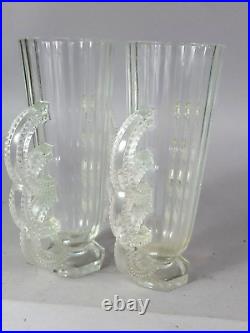 Paire vases Art-déco en verre signée Verlys. Bel état