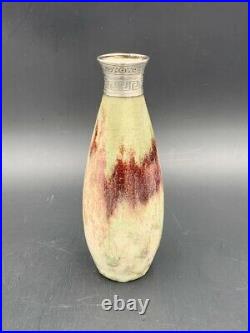 Petit vase Art Déco en grès col argent signé Mougin c. 1930 Antique ceramic vase