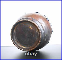 Petit vase cuivre et verre travail de dinanderie 537 g, H10,5 cm