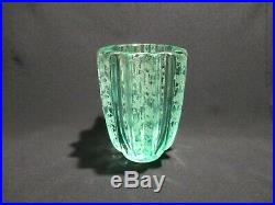 Pierre D'avesn Ancien Vase En Verre Vert Givre Art Deco Green Vase Glass
