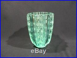 Pierre D'avesn Ancien Vase En Verre Vert Givre Art Deco Green Vase Glass