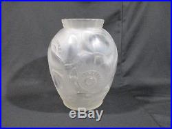 Pierre D'avesn Ancien Vase Verre Art Deco Decor Pavot Glass Vase