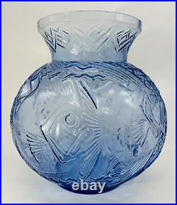 Pierre D'avesn Daum Fish Fishes Pisces Vase Bleu Poisson Poissons Art Deco 1930