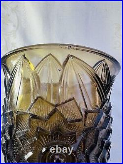 Pierre D'avesn Daum Vase De Couleur Colore Marron Art Deco France 1930 1940 30's