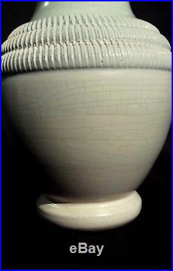 Pol Chambost, superbe ancien vase Art-déco intérieur turquoise