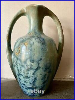 RARE Grand vase art déco irisé, signé Pierrefonds