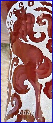 Rare Grand vase aux chevaux cabrés Art-Déco de Roger MEQUINION 1905-1985