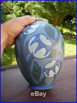 Rare Gros Vase Art Deco Gres Sarreguemines Revernay Hauteur 24 CM