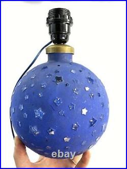 Rare Lampe Boule Art Deco Rene Lalique Patine Bleue Etoiles No Vase