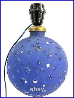 Rare Lampe Boule Art Deco Rene Lalique Patine Bleue Etoiles No Vase