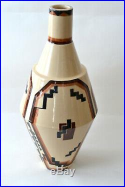 Rare Vase ART DECO du céramiste Robert Lallemant aux formes géométriques