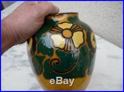 Rare Vase Art Deco Decor Floral Paul Bonifas Fernay Voltaire Ain Savoie Suisse