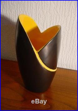 Rare Vase Art Deco En Ceramique Emaillee De Blanche Letalle Saint Clement