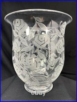 Rare Vase Art Deco En Cristal Baccarat Modele Fontenay Georges Chevalier 1930