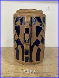 Rare Vase Art Deco Rene Olichon Odetta Quimper Hauteur 25,5 Cm