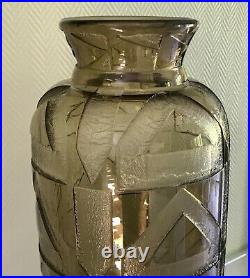 Rare Vase Daum Nancy Art Déco Années 30 Verre Ambré Taille XXL