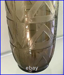 Rare Vase Daum Nancy Art Déco Années 30 Verre Ambré Taille XXL