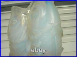 Rare Vase ETLING aux 3 POISSONS verre opalescent ART DECO 1930