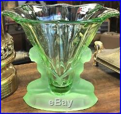Rare Vase Walther & Söhne Uranium Glass Windsor Art Deco