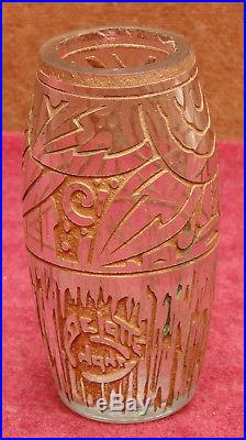Rare magnifique ancien vase motif dégagé a l acide art déco signé delatte Nancy