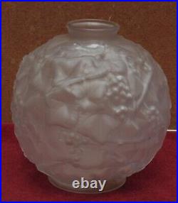 Rare magnifique grand vase boule raisin & feuilles ART déco 1920 signé ESPAIVET