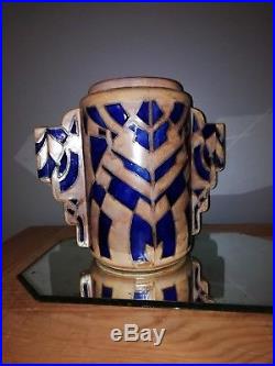 Rare vase cylindrique Art Deco Quimper signé René Olichon (1912 1969)