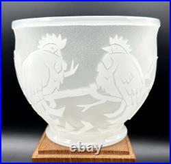SAINT-DENIS LEGRAS Vase art deco Décor d'oiseaux stylisés-Daum, Muller, Gallé