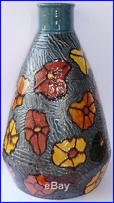 SAVOIE Important rare vase ART DECO Emile SIMONOD SISPA LAC DU BOURGET 40cm