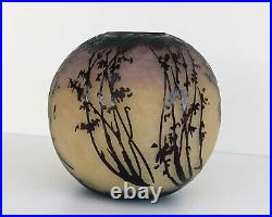 SCHNEIDER (1881-1953) Vase Boule Verre Multicouche Gravé Acide Art Déco ca 1930