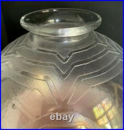 SCHNEIDER-LE VERRE FRANCAIS-Vase boule art deco gravé acide-daum-muller-gallé