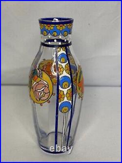 SEVRES, petit vase en verre émaillé art déco début XXème