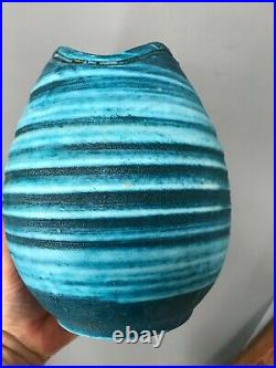 SUPERBE Vase ACCOLAY forme libre turquoise art déco vintage
