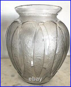 SUPERBE Vase DAUMNANCY cristal incolore décor dégagé à l'acide ART-DECO 1930