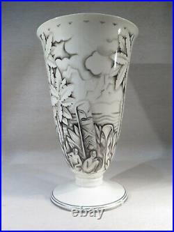 Sevres Gaston Goor Rare Ancien Vase Porcelaine Decor Polynesien 1930 Art Deco