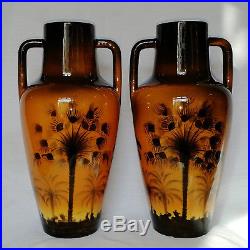 Splendide Paire De Vase Art Deco En Faience Saint Jean Du Desert 1930