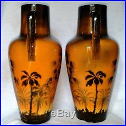 Splendide Paire De Vase Art Deco En Faience Saint Jean Du Desert 1930