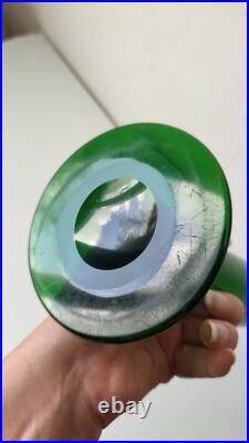 St Louis Vase 1908 Art Deco Nouveau Vert doré Carl GOLDBERG à Haida (attribué à)