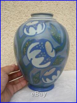 Superbe Vase Art Deco Gres De Revernay Digoin Sarreguemines Emaux Mats 1930