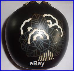 Superbe Vase Boule Gres Eamille Art Deco Jean Luce