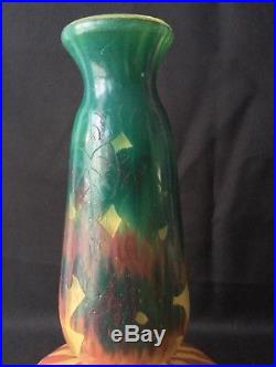 Superbe Vase Le Verre Francais Art Deco 1920 1930 Berlingot Decor Floral A931
