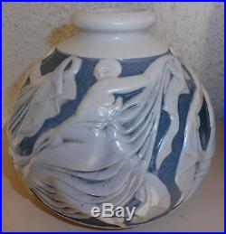 Superbe Vase Mougin Nancy Geo Conde Femmes Nues Naiades Danse Bicolore Art Deco