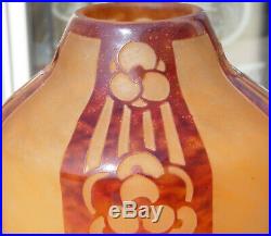 Superbe Vase Rosaces Pate De Verre Art Deco Schneider Le Verre Francais 1930