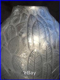 Superbe et rare vase art-deco Hunebelle feuilles, era daum lalique mull