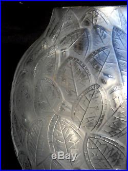 Superbe et rare vase art-deco Hunebelle feuilles, era daum lalique mull