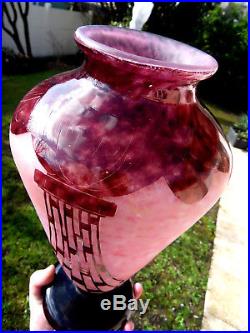 Superbe grand vase art-deco Schneider le verre francais, parfait, era daum galle