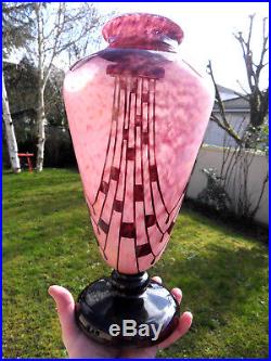 Superbe grand vase art-deco Schneider le verre francais, parfait, era daum galle
