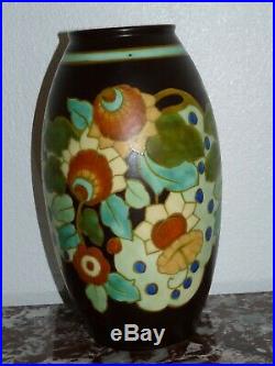 Superbe très rare vase CHARLES CATTEAU BOCH FRERES Décor 1845 ART DECO KERAMIS